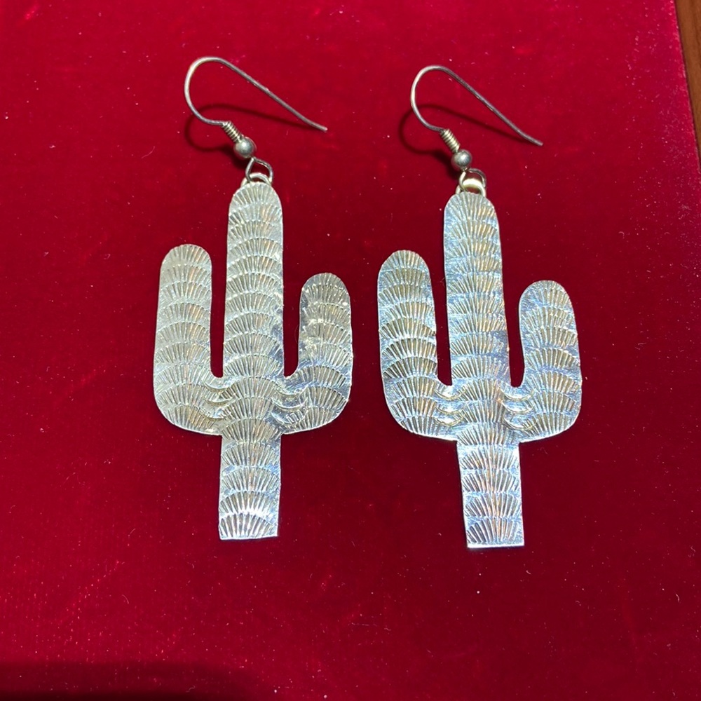 Sterling silver saguaro cactus earrings